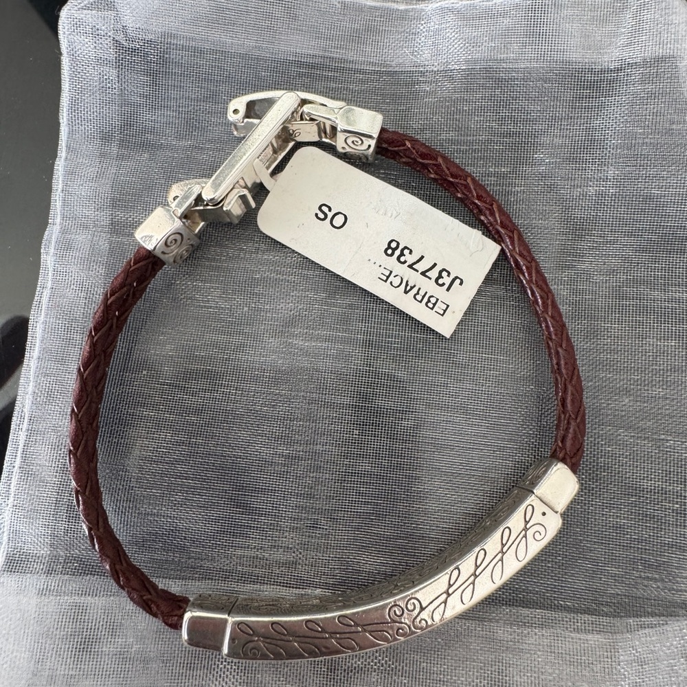 Brighton Embrace the Journey - Brown Braided Bracelet with Silver Accent